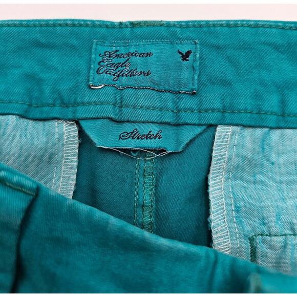 2 Pair American Eagle Women's Size 6 Teal and Pink Cuffed Stretch Shorts - Picture 6 of 15